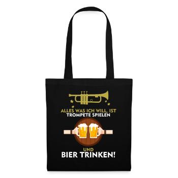 Trompete shirt • Bier shirt • Musiker Geschenk - Stoffbeutel - Schwarz - Vorne