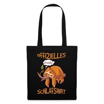 Faultier Schlafanzug Faultiere Schlafen - Stoffbeutel - Schwarz - Vorne
