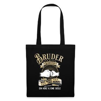 Bruder Schwester vintage Geburtstag Geschenk - Stoffbeutel - Schwarz - Vorne