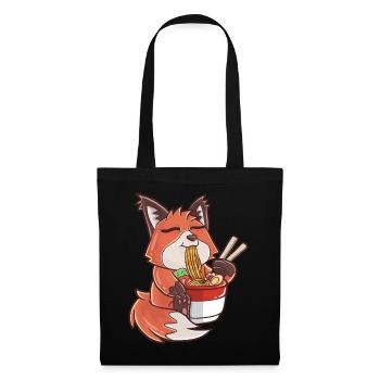 Renard ramen kawaii - Sac en tissu - noir - Devant