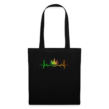 Cannabis battement de coeur feuille de chanvre marijuana - Sac en tissu - noir - Devant