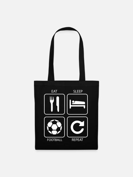 EAT SLEEP FOOTBALL REPEAT - Tote Bag - black