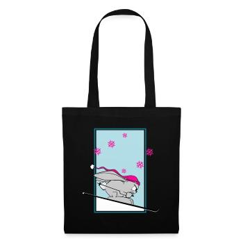 Ski Snow Mignon Lapin Ski Hiver Comique Drôle - Sac en tissu - noir - Devant