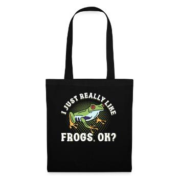 Frosch Geschenk, Amphibien, Süßer Frosch - Stoffbeutel - Schwarz - Vorne