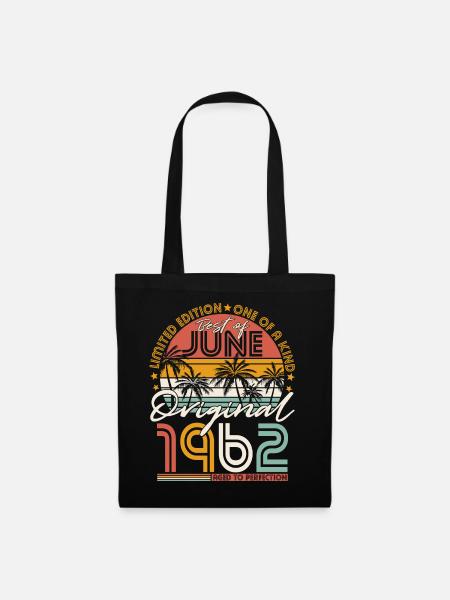 Juni 1962 Vintage Jahrgang Geburtstag Retro - Stoffbeutel - Schwarz