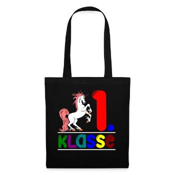 1. Klasse Schulanfänger Einhorn - Stoffbeutel - Schwarz - Vorne