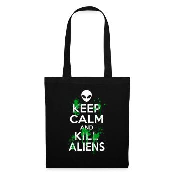 Bleib ruhig und töte Aliens Carry On UFO Head Alien - Stoffbeutel - Schwarz - Vorne