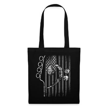 Drapeau américain avec guitare et basse clef - Sac en tissu - noir - Devant