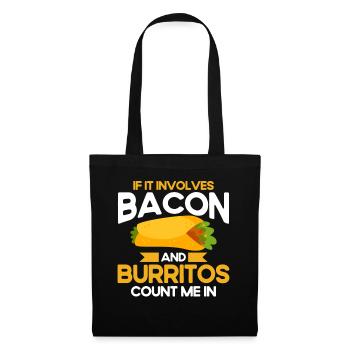 Burrito Taco Mexique Nourriture Fan Burrito Manger - Sac en tissu - noir - Devant