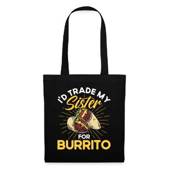 Burrito Taco Mexique Nourriture Fan Burrito Manger - Sac en tissu - noir - Devant