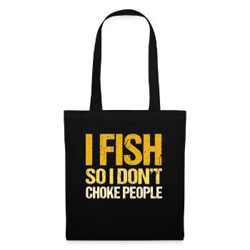 Cadeau de pêche Pêche Pêcheur Drôle De Pêcheur - Sac en tissu - noir - Devant