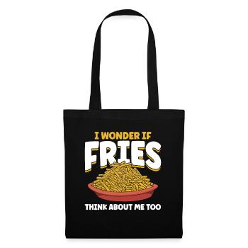 Pommes Frites Fast Food Pommes Frites - Stoffbeutel - Schwarz - Vorne