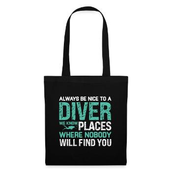 Sporttauchen Geschenk Unterwasser Sporttaucher - Stoffbeutel - Schwarz - Vorne