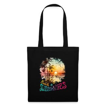 Beach Summer Vibes Surfer Geschenk - Stoffbeutel - Schwarz - Vorne