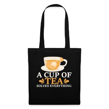 Teetrinker Geschenk Tasse Tee Liebhaber - Stoffbeutel - Schwarz - Vorne