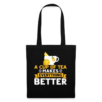 Teetrinker Geschenk Tasse Tee Liebhaber - Stoffbeutel - Schwarz - Vorne
