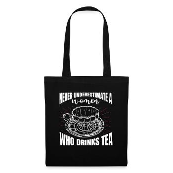 Teetrinker Geschenk Tasse Tee Liebhaber - Stoffbeutel - Schwarz - Vorne