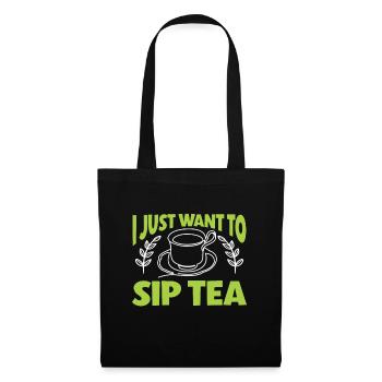 Teetrinker Geschenk Tasse Tee Liebhaber - Stoffbeutel - Schwarz - Vorne