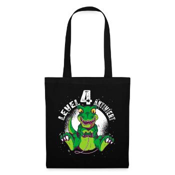 Level 4 Jahre alt, 4. Geburtstag Gamer Dino T-Rex - Stoffbeutel - Schwarz - Vorne
