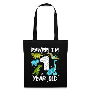 A 1 year 1st birthday 1 year old, dinosaur - Tote Bag - black - Front