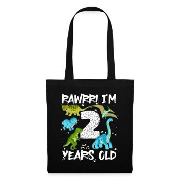 Two 2 Years 2nd Birthday 2 Years, Dinosaur - Tote Bag - black - Front