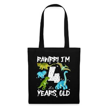 Four 4 years 4th birthday 4 years, dinosaur - Tote Bag - black - Front