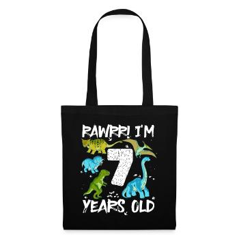 Seven 7 Years 7th Birthday 7 Years, Dinosaur - Tote Bag - black - Front