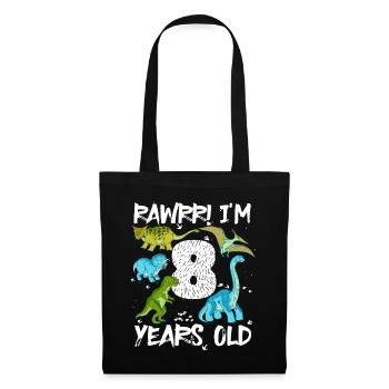 Eight, 8 Years, 8th Birthday, 8 Years, Dinosaur - Tote Bag - black - Front