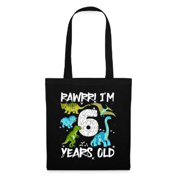 Six 6 Years 6th Birthday 6 Years, Dinosaur - Tote Bag - black - Front