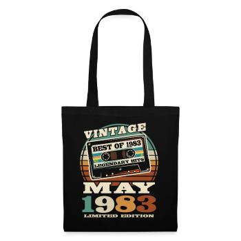 vintage retro cassette tape May 1983 40 years old - Tote Bag - black - Front