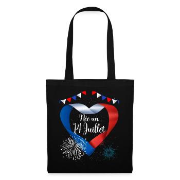 Anniversaire Femme Née 14 Juillet Fête Nationale - Sac en tissu - noir - Devant