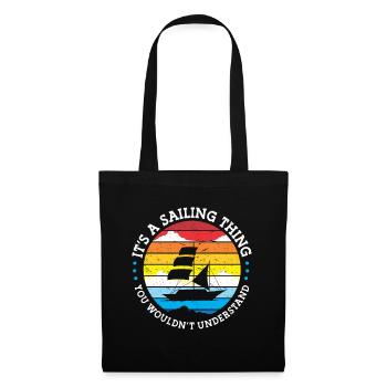 Segeln Geschenk Segelboot Bootfahren Kapitän - Stoffbeutel - Schwarz - Vorne