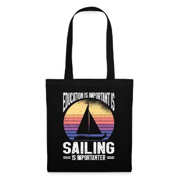 Segeln Geschenk Segelboot Bootfahren Kapitän - Stoffbeutel - Schwarz - Vorne