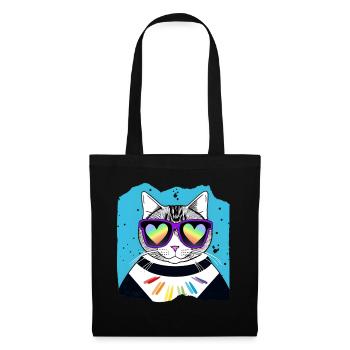 Love is love - chat avec des lunettes de soleil arc-en-ciel - Sac en tissu - noir - Devant