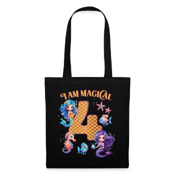 Mermaid Anniversaire 4 ans - Sac en tissu - noir - Devant