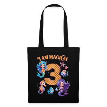 Mermaid Anniversaire 3 ans - Sac en tissu - noir - Devant