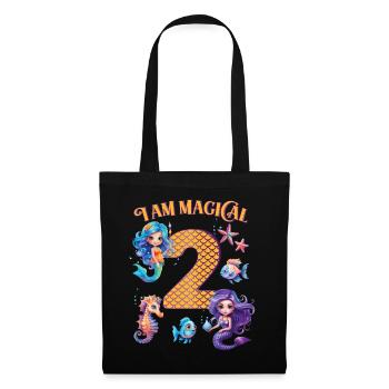 Anniversaire de la sirène 2 ans - Sac en tissu - noir - Devant
