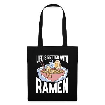 Ramen Geschenk Japanische Nudelsuppe Ramen - Stoffbeutel - Schwarz - Vorne