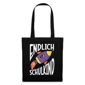 Endlich Schulkind Rakete Einschulung 1. Klasse - Stoffbeutel - Schwarz - Vorne