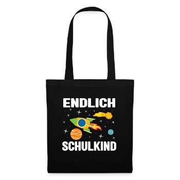 Endlich Schulkind Rakete Einschulung 1. Klasse - Stoffbeutel - Schwarz - Vorne