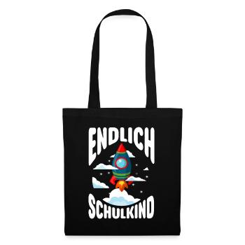 Endlich Schulkind Rakete Einschulung 1. Klasse - Stoffbeutel - Schwarz - Vorne