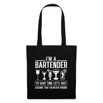 Barman Cadeau Emploi Serveur Barman - Sac en tissu - noir - Devant