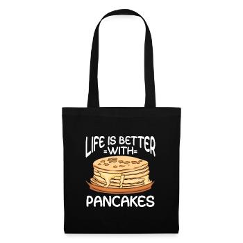Pfannkuchen Spruch Frühstück Pfannkuchen - Stoffbeutel - Schwarz - Vorne