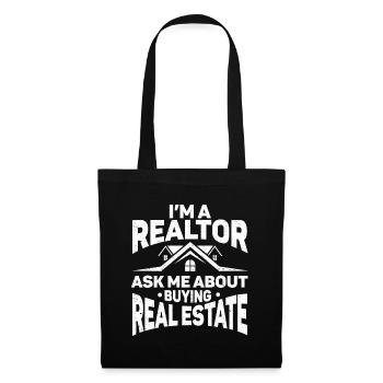 Cadeau d’agent immobilier pour agent immobilier - Sac en tissu - noir - Devant