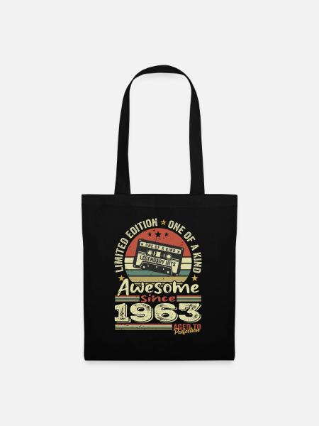 Jahrgang 1963 Original Retro Jubiläumsgeschenk - Stoffbeutel - Schwarz