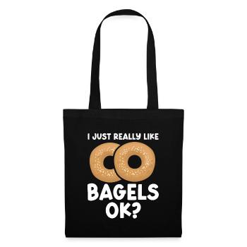 Bagel Geschenk Essen Bagel - Stoffbeutel - Schwarz - Vorne