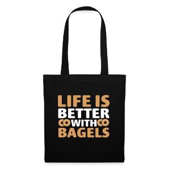 Bagel Geschenk Essen Bagel - Stoffbeutel - Schwarz - Vorne