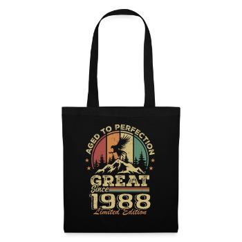 Jahrgang 1988 Geburtstag - 1988 Retro Geschenkidee - Stoffbeutel - Schwarz - Vorne