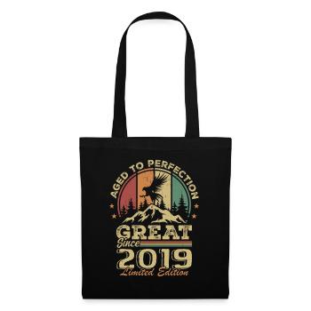 Anniversaire vintage 2019 - idée cadeau rétro 2019 - Sac en tissu - noir - Devant