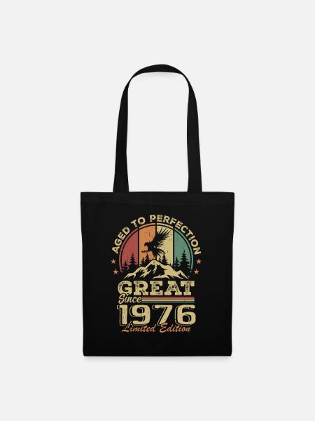 Jahrgang 1976 Geburtstag - 1976 Retro Geschenkidee - Stoffbeutel - Schwarz